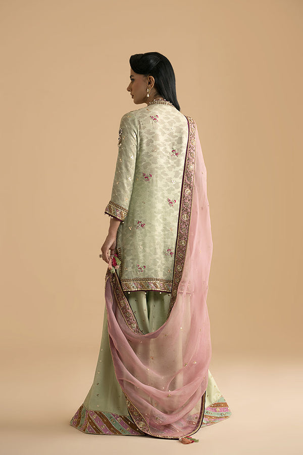 Sage green shirt with sharara