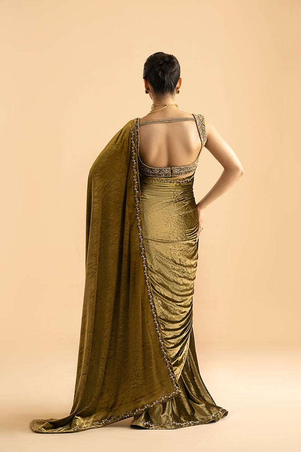 Two Toned Velvet Saree