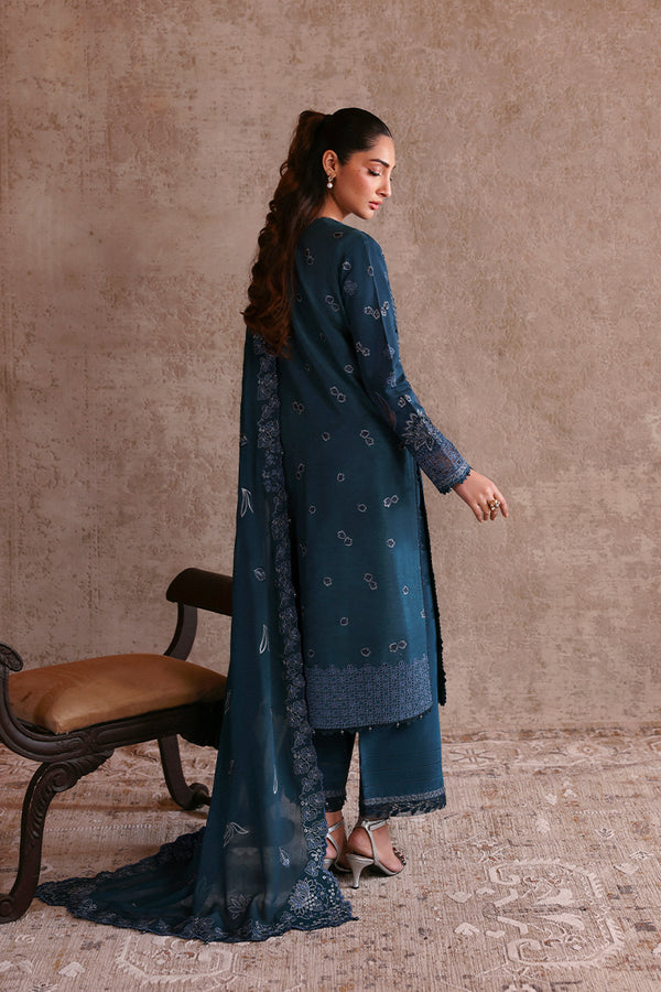 Teal Blue Embroidered Shirt and Izaar