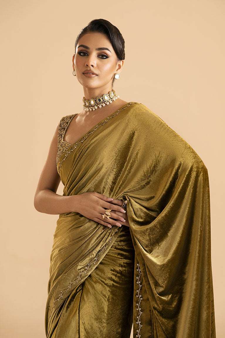 Two Toned Velvet Saree