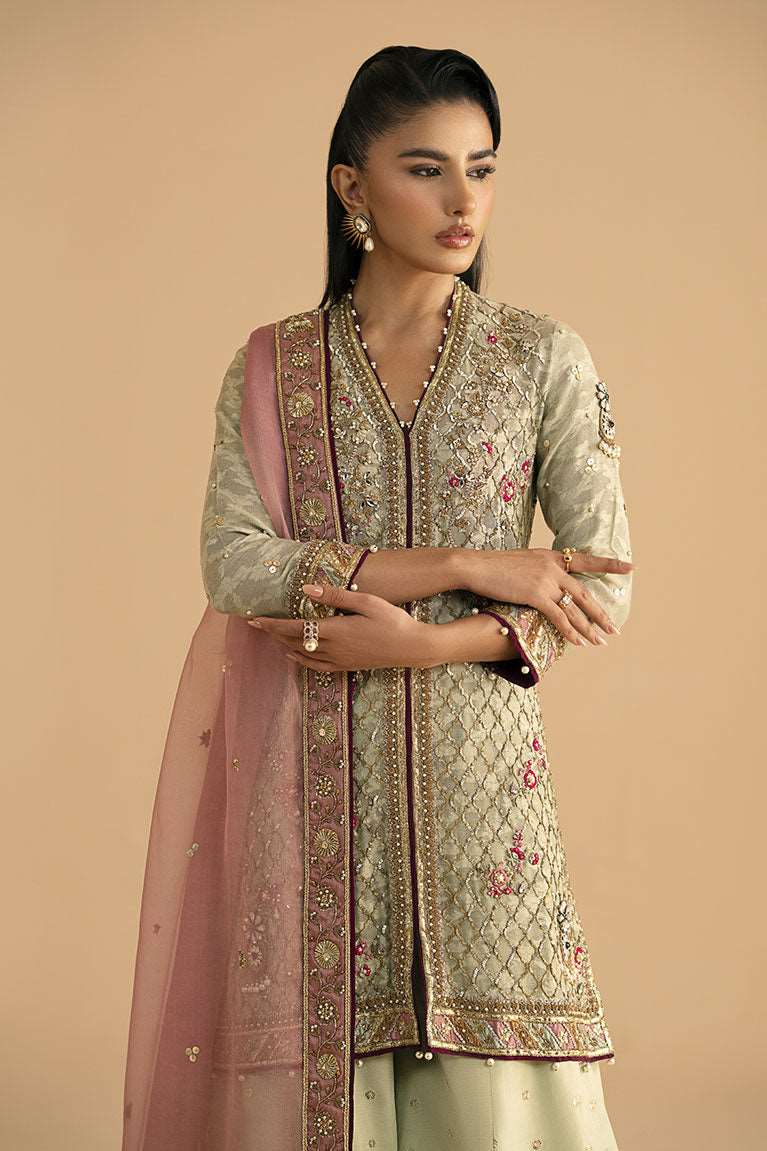 Sage green shirt with sharara