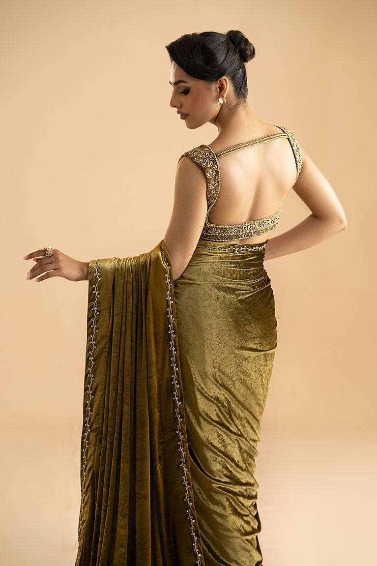 Two Toned Velvet Saree