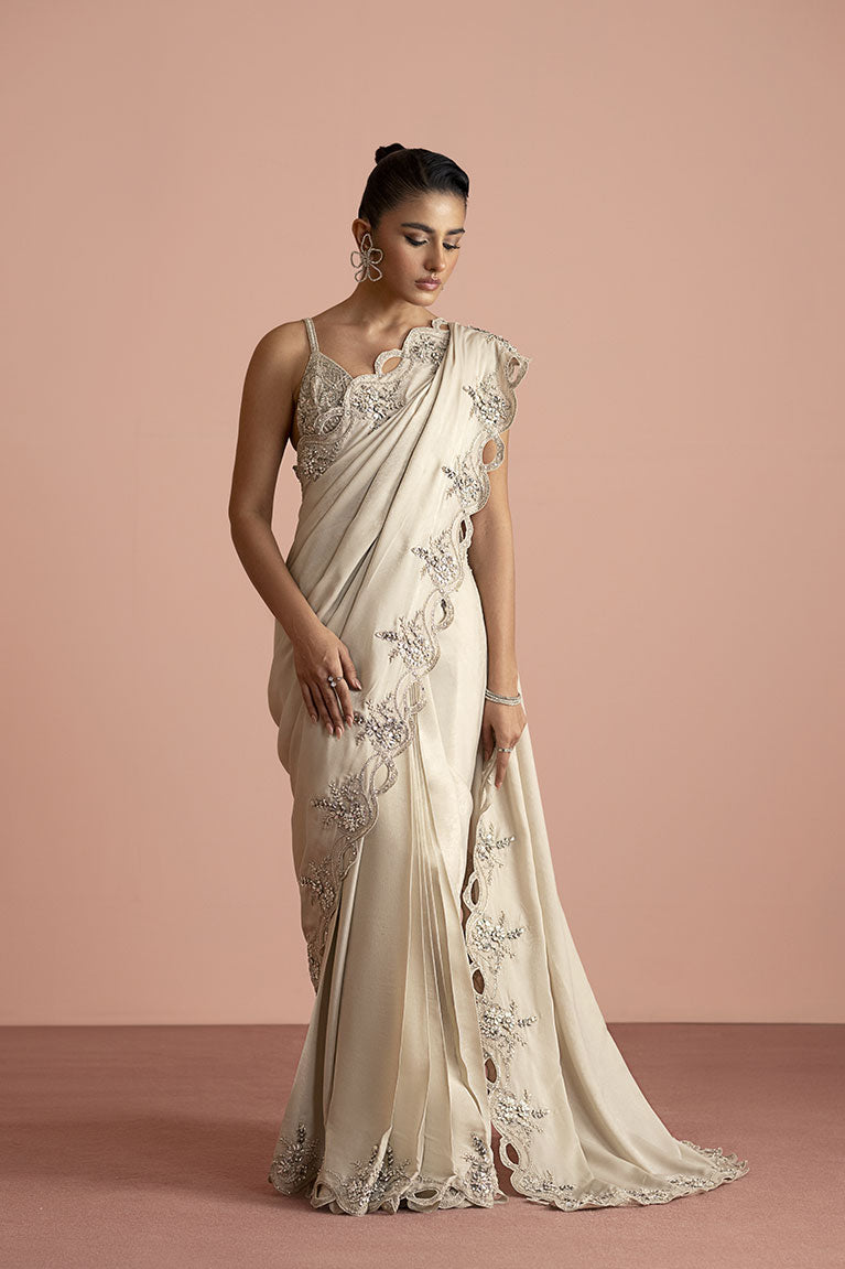 White Shimmer Saree