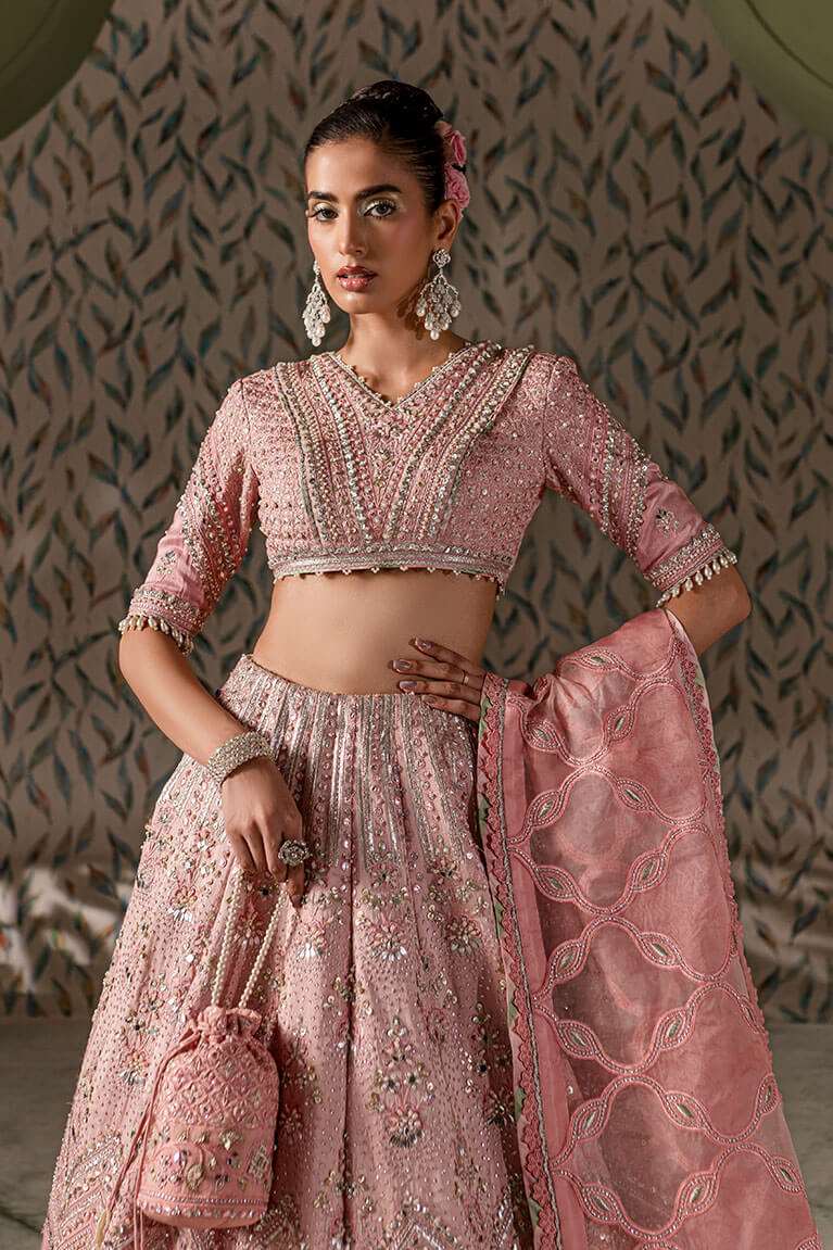 Color block pink lehnga choli