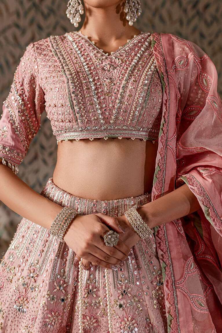 Color block pink lehnga choli