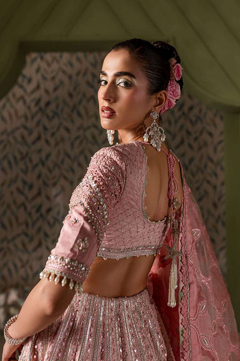 Color block pink lehnga choli