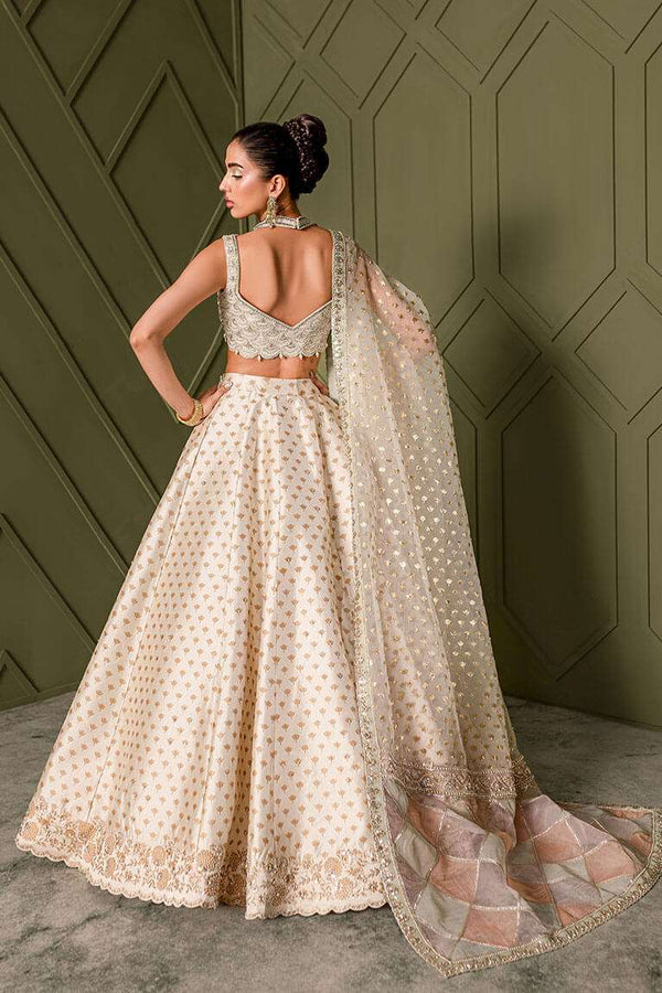 Ivory lehnga choli with screenprint