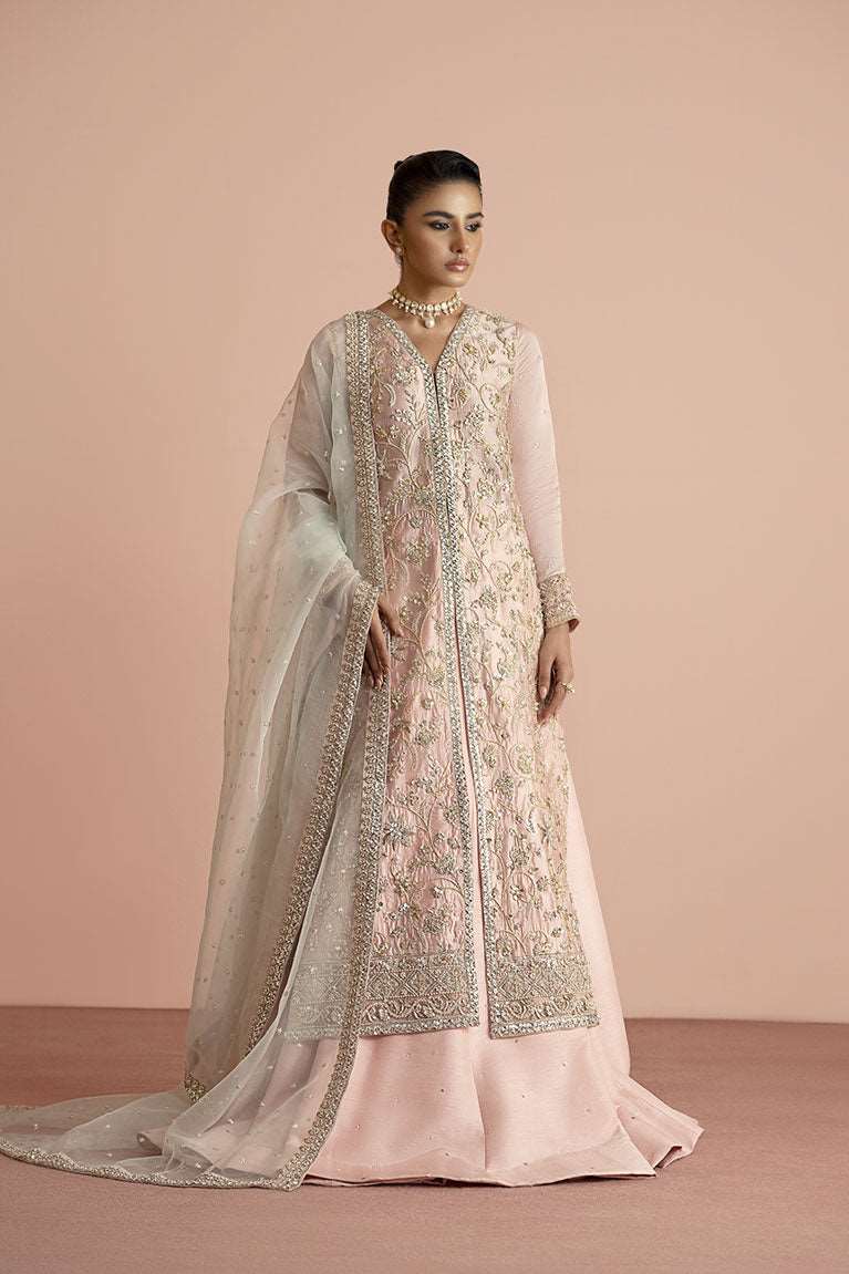 Pink shirt with lehnga and aqua dupatta