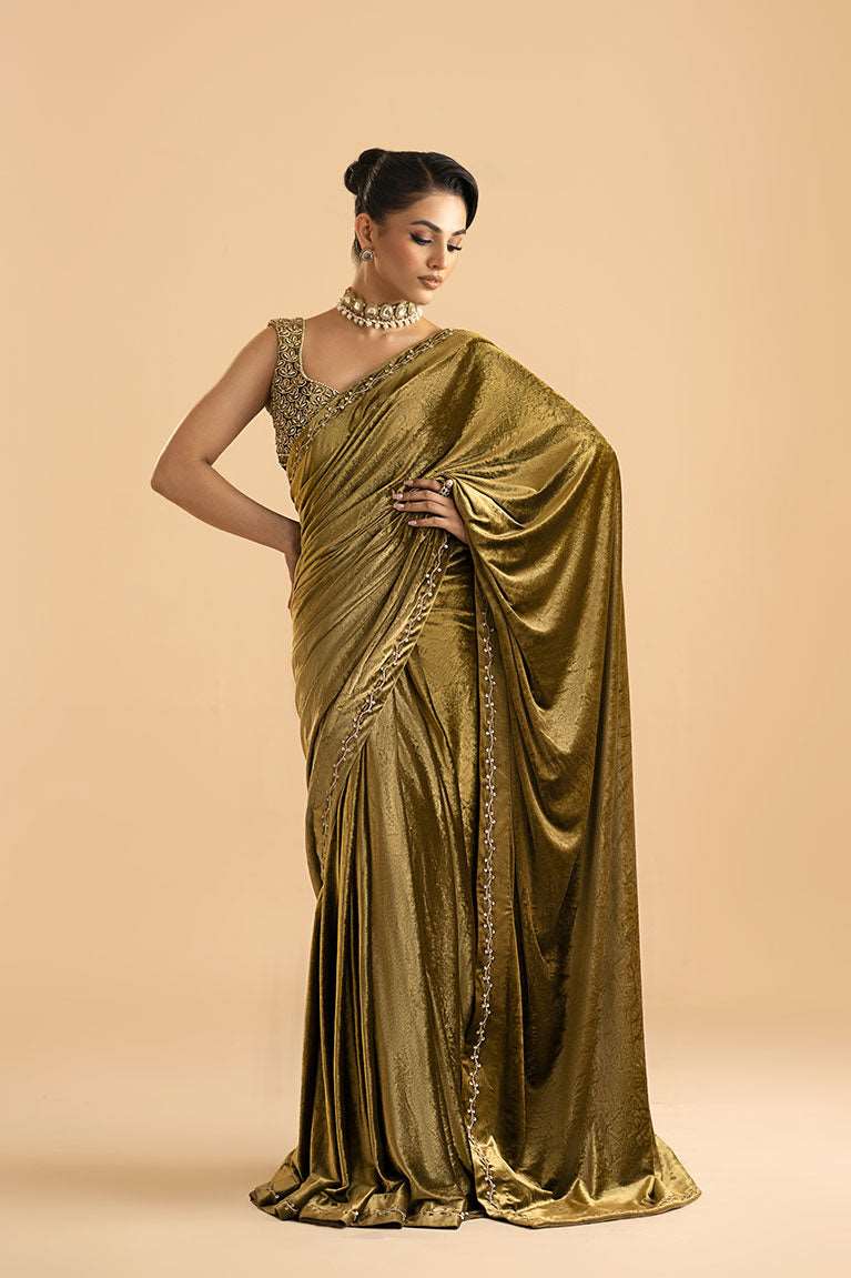 Two Toned Velvet Saree