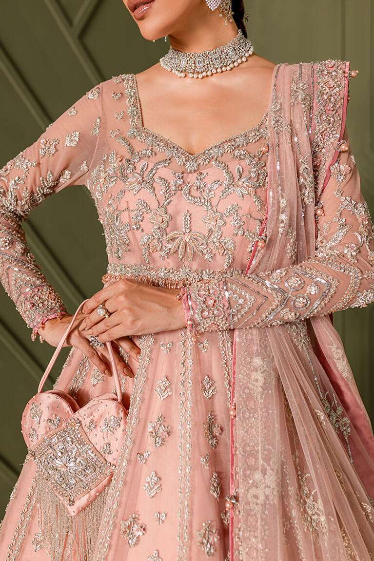 Powder pink kalidaar with lehnga