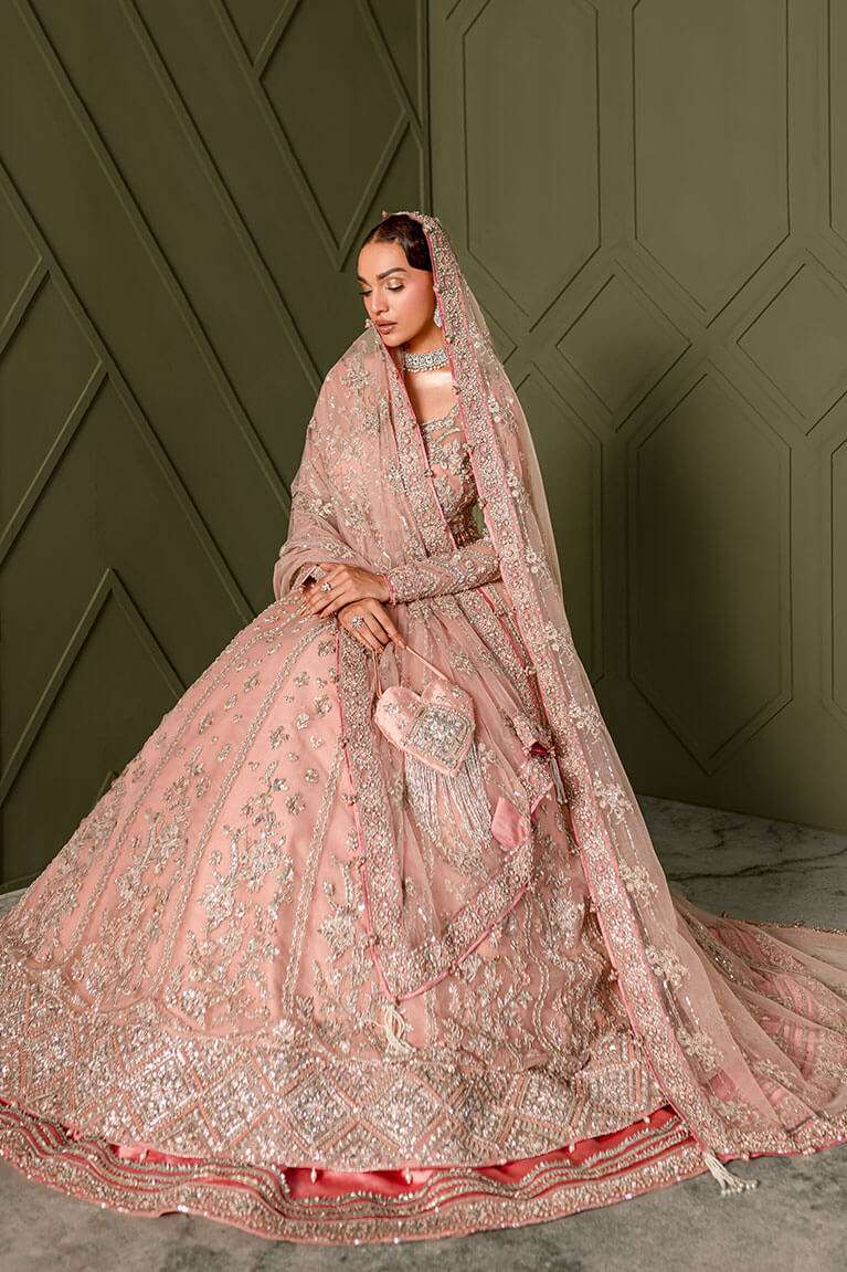 Powder pink kalidaar with lehnga