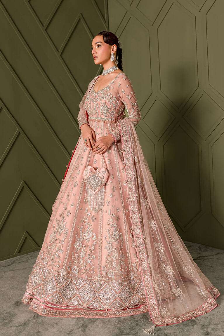 Powder pink kalidaar with lehnga