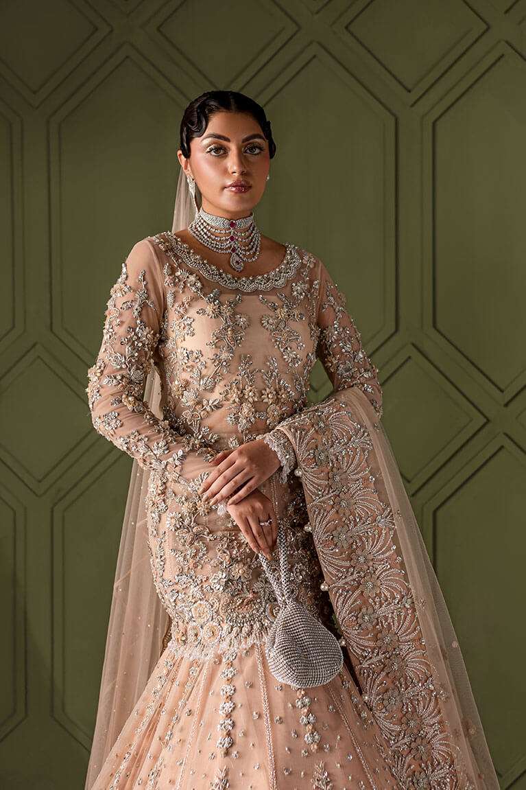 Peach Short Shirt With Fish Style Lehnga